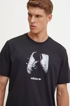 Хлопковая футболка adidas Originals, черный