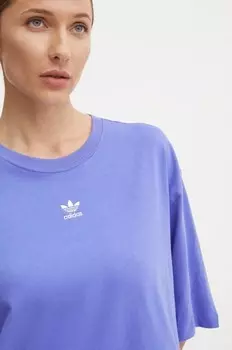 Хлопковая футболка adidas Originals, фиолетовый