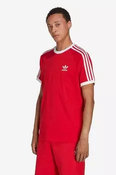 Хлопковая футболка adidas Originals, красный