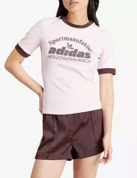 Хлопковая футболка Adidas Originals, розовый