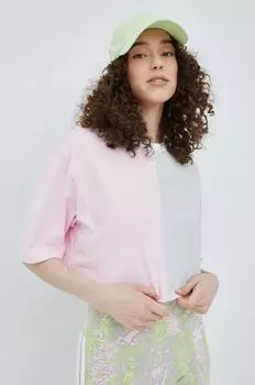Хлопковая футболка adidas Originals, розовый