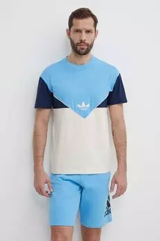 Хлопковая футболка adidas Originals, синий