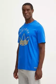 Хлопковая футболка adidas Originals, синий