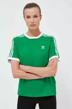 Хлопковая футболка adidas Originals, зеленый