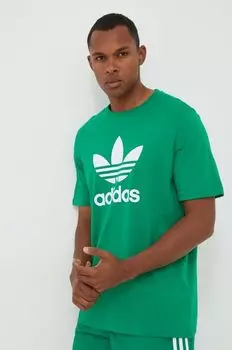 Хлопковая футболка adidas Originals, зеленый
