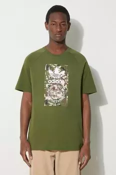 Хлопковая футболка adidas Originals, зеленый