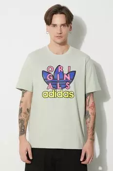 Хлопковая футболка adidas Originals, зеленый