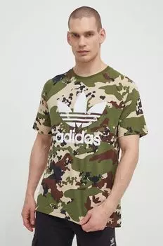Хлопковая футболка adidas Originals, зеленый