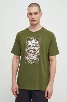 Хлопковая футболка adidas Originals, зеленый