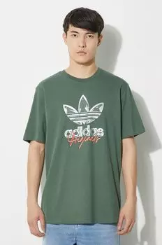 Хлопковая футболка adidas Originals, зеленый