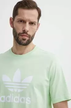 Хлопковая футболка adidas Originals, зеленый