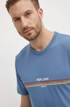 Хлопковая футболка ADUR Pepe Jeans, синий