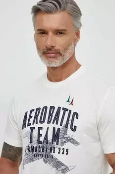 Хлопковая футболка Aeronautica Militare, бежевый