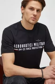 Хлопковая футболка Aeronautica Militare, черный