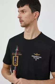 Хлопковая футболка Aeronautica Militare, черный