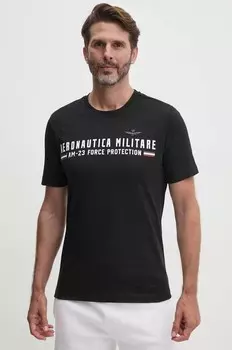 Хлопковая футболка Aeronautica Militare, черный