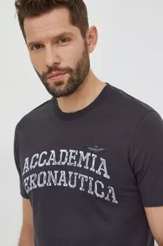 Хлопковая футболка Aeronautica Militare, серый