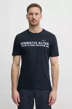 Хлопковая футболка Aeronautica Militare, темно-синий