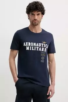 Хлопковая футболка Aeronautica Militare, темно-синий
