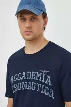 Хлопковая футболка Aeronautica Militare, темно-синий