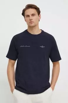 Хлопковая футболка Aeronautica Militare, темно-синий