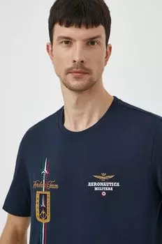 Хлопковая футболка Aeronautica Militare, темно-синий