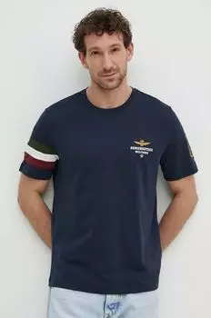 Хлопковая футболка Aeronautica Militare, темно-синий