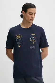 Хлопковая футболка Aeronautica Militare, темно-синий