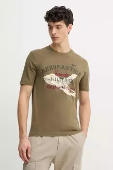 Хлопковая футболка Aeronautica Militare, зеленый