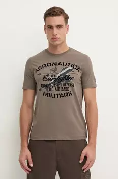 Хлопковая футболка Aeronautica Militare, зеленый