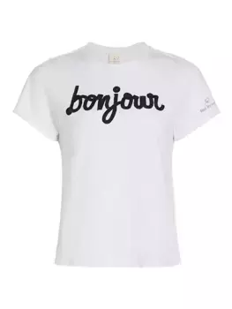 Хлопковая футболка Bonjour с пайетками Cinq Sept, черный