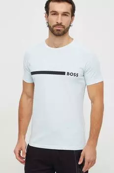 Хлопковая футболка Boss, синий