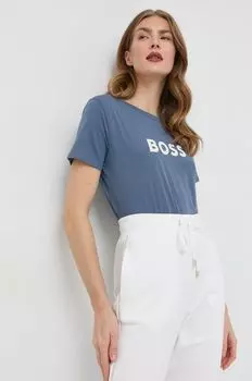 Хлопковая футболка Boss, синий
