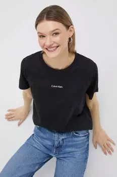 Хлопковая футболка Calvin Klein, черный