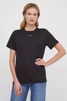 Хлопковая футболка Calvin Klein, черный