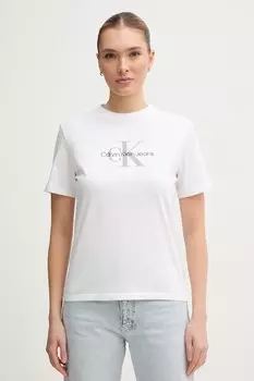 Хлопковая футболка Calvin Klein Jeans, белый
