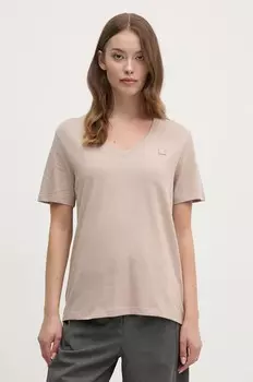 Хлопковая футболка Calvin Klein Jeans, бежевый
