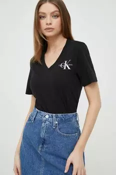 Хлопковая футболка Calvin Klein Jeans, черный