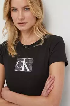 Хлопковая футболка Calvin Klein Jeans, черный