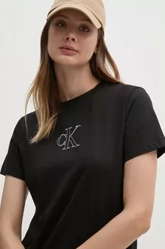 Хлопковая футболка Calvin Klein Jeans, черный
