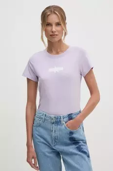 Хлопковая футболка Calvin Klein Jeans, фиолетовый