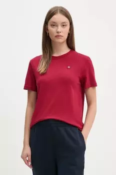 Хлопковая футболка Calvin Klein Jeans, гранатовый