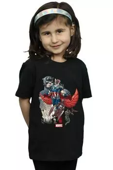 Хлопковая футболка Captain America Falcon Evolution Marvel, черный