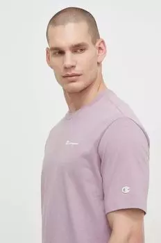 Хлопковая футболка Champion, фиолетовый