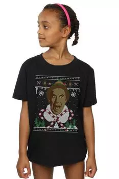 Хлопковая футболка Christmas Fair Isle Elf, черный
