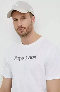 Хлопковая футболка CLIFTON Pepe Jeans, белый