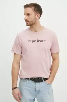 Хлопковая футболка CLIFTON Pepe Jeans, розовый