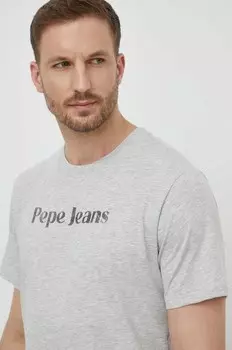 Хлопковая футболка CLIFTON Pepe Jeans, серый