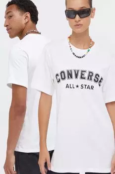 Хлопковая футболка Converse, белый