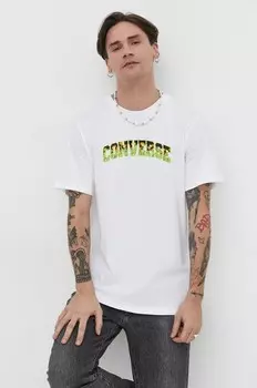 Хлопковая футболка Converse, бежевый